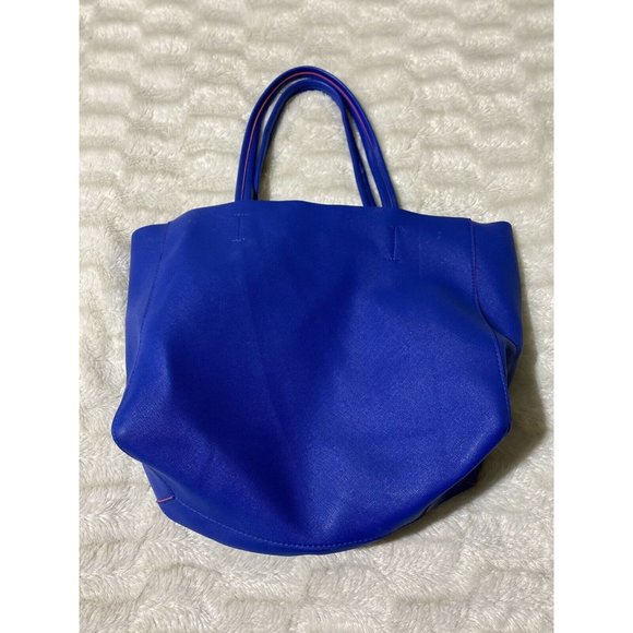 Macy's Blue Pink  lined double strap large tote bag - Picture 2 of 6